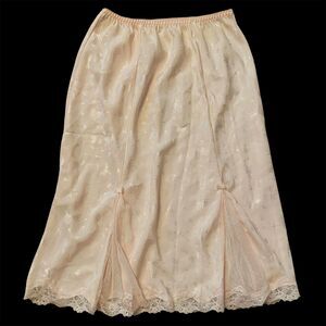 Vintage BARBIZON Half Slip Silky Lacey Bows Shiny M Pink Claudia 26” LingerieNEW